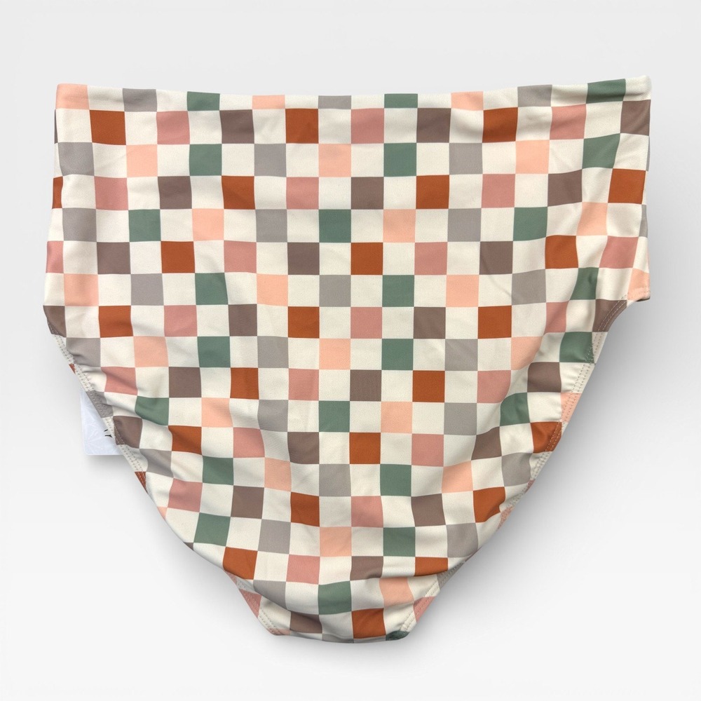 JANELA BAY High Cut Seamless Swim Bottoms Womens Large Multi Checkered - Picture 7 of 11